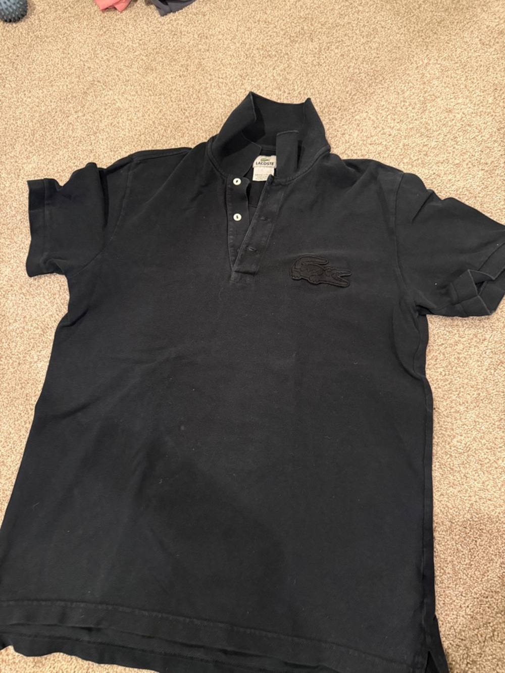 Lacoste Black Men's Polo with Subtle Croc Patch